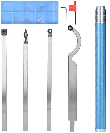 Lathe Tools, Carbide Woodworking Chisels for Wood Turning, Includes Rougher, Finisher, Detailer, Hollower, Interchangeable Grip Handle