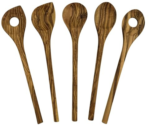 Kochbesteck Set „Luna Select“ Olivenholz 5-teilig – 30 cm Küchenhelfer Holz – praktisch, vielseitig & langlebig