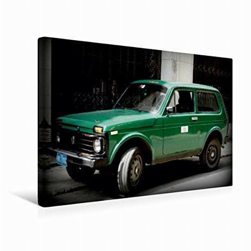 Premium Textil-Leinwand 45 x 30 cm Quer-Format Lada Niva in Havanna | Wandbild, HD-Bild auf Keilrahmen, Fertigbild auf hochwertigem Vlies, Leinwanddruck von Henning von Löwis of Menar