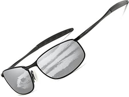 kimorn Polarisierte Sonnenbrille Herren Retro Rechteckig Rahmen Klassisch Unisex Gläser K0535 (Schwarz&Silber)