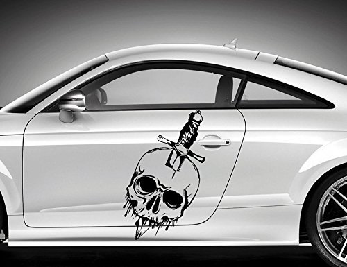 Finest Folia Totenkopf Aufkleber Dolch Skull Sticker Autoaufkleber Folie Skulls KX050 (75cm x 34cm)
