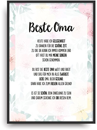 Geschenk Karte BESTE OMA Kunstdruck Ehrentitel Großmutter Auszeichnung Bild ohne Rahmen DIN A4
