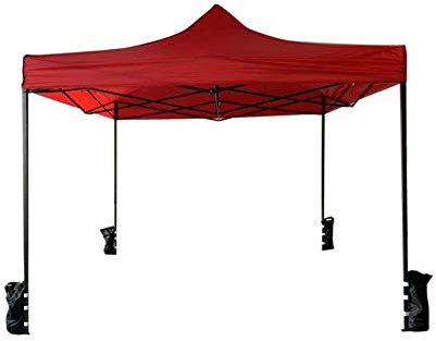 Rebecca Mobili Faltpavillon Gartenpavillon Rot mit 4 Gewichten Polyester Metall Transporttasche Messe Terrasse Party - 3,1x3x3 m (H x B x T) - Art. RE6328