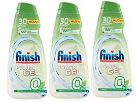 3x Finish Detersivo Lavastoviglie Power Gel 0% 600ml - 30 lavaggi x 3 = 90 lav. totali
