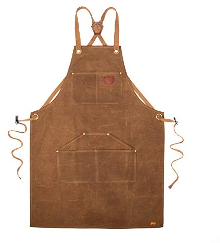 Alaskan MAKER Tablier Homme et Femme en Toile enduite N°515 pour Bricolage, Cuisine, Jardinage et Barbecue - Attaches Bretelles croisées - Taille Universelle