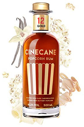 CINECANE Popcorn Rum Gold 12 | 41,2% | 0,5L | Destilliert mit echtem Popcorn
