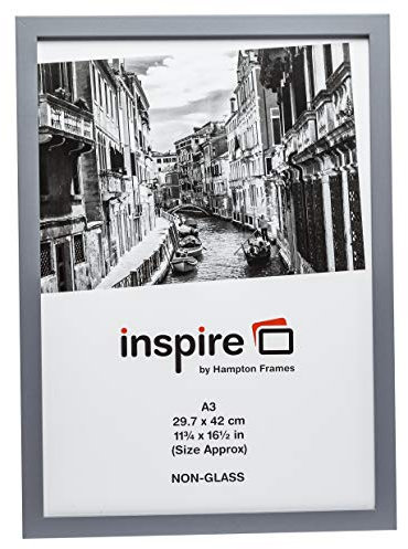 Hampton Frames Zurich Cadre Photo en Bois de qualité en Acrylique (sans Verre) Gris A3 (30 x 42 cm) ZURA3GRY