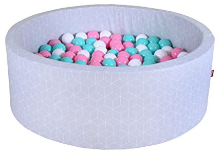 KNORRTOYS.COM 68169 Bällebad Soft-Geo Cube grey-300 Balls Rose/Creme/lightblue, grau