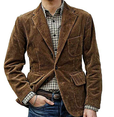 Veste de Costume rétro en Velours côtelé pour Homme, Grande Taille, Veste de Costume décontractée Ample, Marron, Noir