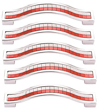 BOZONLI 5 Pack Strass Kristall Schrank Griffe Möbelgriffe Schrankgriffe (160mm, Rot)