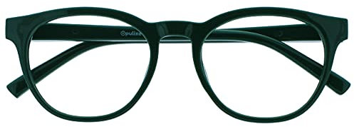 OPULIZE Blu - Lunettes de Lecture Anti-Lumière Bleue Monture Ronde et Cool Charnières à Ressort Améliore le Sommeil Jeux Ordinateur Vert Hommes Femmes B5-6 +1.50