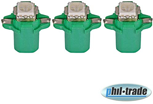 3 x Tacho Beleuchtung LED 5050 SMD B8.3D BAX10S Grün Umbauset kompatibel für VW T3 Bus Golf 2 Polo 86c