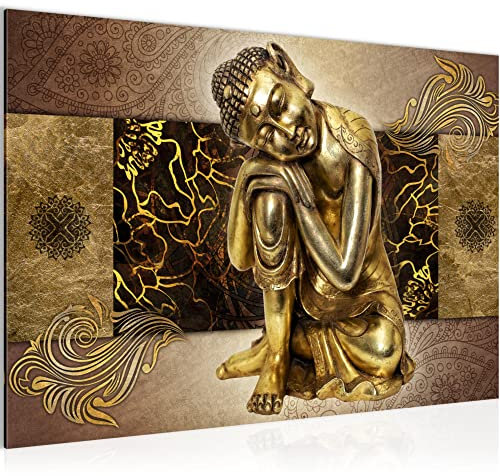 Runa Art Bild Buddha Zen Modern Wandbilder Wohnzimmer Schlafzimmer 1 Teilig - Made In Germany - Feng Shui Gold Flur 041315a