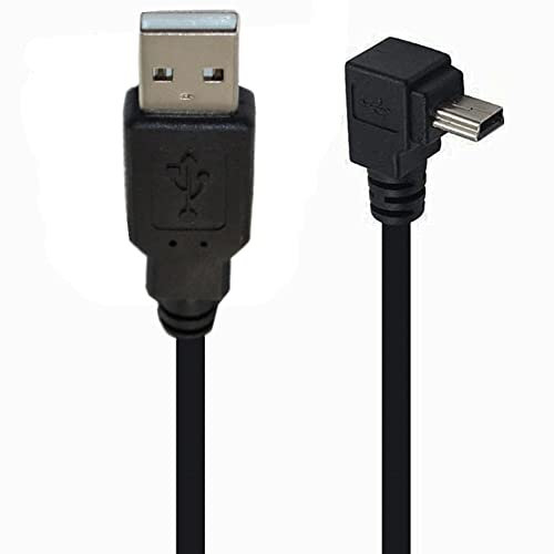 SHANFEILU 90 Degree Mini USB Cable Angle Mini 5pin USB B Male to USB 2.0 Male Data Sync Extension Cable for GPS Dash Cam Black Up Angle 4.9FT