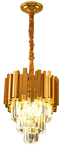 AHXIAOZN Modern Kronleuchter Kristall Leuchte,Kristall Deckenleuchte Silver,1xE14 Lichter für Esszimmer, Küche, Wohnzimmer, Schlafzimmer, Flur, Café,Bar