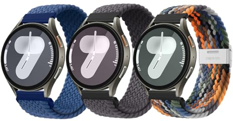 ZZMY Nylon Armband 20mm für Samsung Galaxy Watch7/6/5/4 Geflochten Armbänder 40 44mm/Watch 5 Pro Uhrband 45mm/Galaxy 6/4 Classic 47 43mm 46 42mm Elastisch Ersatzarmband für Damen Herren 3Pack