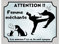 Plaque humour Attention femme méchante panneau pancarte marrant chien et chat monte la garde 15x20cm