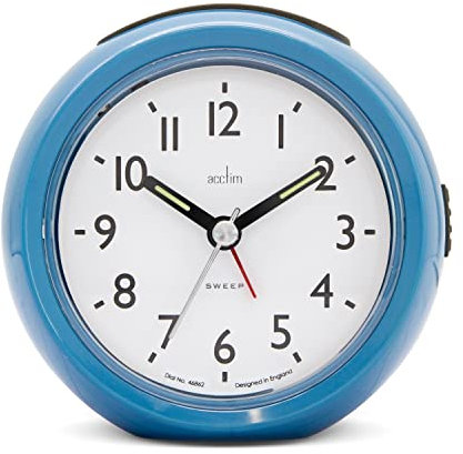 Acctim Grace Analoger Wecker für Schlafzimmer, nicht tickend, Blau