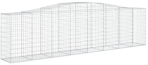 vidaXL Gabione mit Hochbogen 15 STK., Steinkorb Drahtkorb Dekorativ, Gabionenkörbe Verstärkte Gabionenhaken, Gabionenwand Gabionen Zaun Garten, Verzinktes Eisen