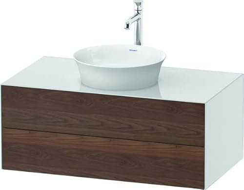 Duravit White Tulip, Waschtischunterbau wandhängend, Breite 1000 x Tiefe 550mm, mit 2 Schubkästen, mit Tip-on Technik, WT498607785, Farbe: Korpus: Weiß Hochglanz, Front: Amerikanischer Nussbaum Massiv