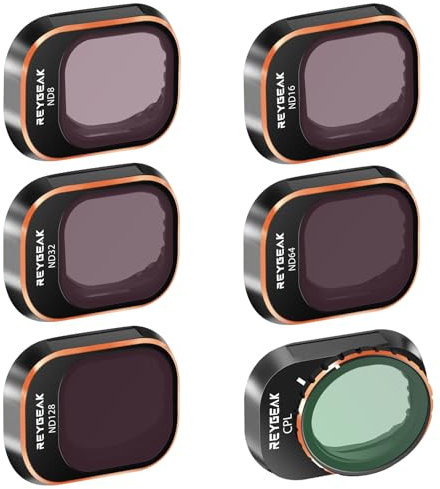 REYGEAK Set di filtri ND e CPL per DJI Mini 4 Pro, confezione da 6 filtri polarizzatori CPL ND8 ND16 ND32 ND64 ND128 e filtri a densità neutra accessori per lenti per droni, vetro ottico HD