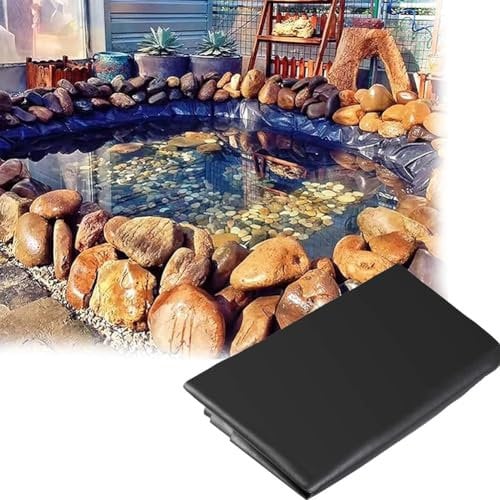 MISKYN Teichfolien, 2X4 M Teichfolie, Reißfest Baufolie Schwarz, Wasserdicht Schwarze Folie Garten, Kann Wiederverwendet Werden Teichfolie Kaufen Geeignet Für Häuser Teiche Blumen Gärten,8 * 8m