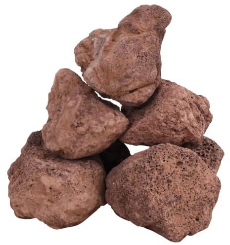vidaXL Volcanic Rocks, Lava Accent Rocks for Aquarium, Volcanic Lava Stones for Succulents Cactus Pots Terrarium Plants Vase Fillers, 25 kg Red