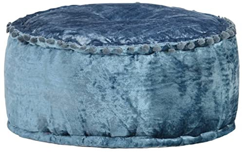 Gecheer Sitzpouff Pouf Fußstütze Rund Samtpouff 40×20 cm aus 100% Samt,Samt-Pouff Pouf Sitzpuff Puff Sitzhocker Bodenkissen Hocker Sitzkissen Fußhocker Ottomane Schemel Deko,Blau