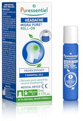 Puressentiel - Maux de tête - Roller Migra Pure aux 9 Huiles Essentielles - Effet frais immédiat - Efficacité prouvée pour réduire les douleurs céphalées – 5ml