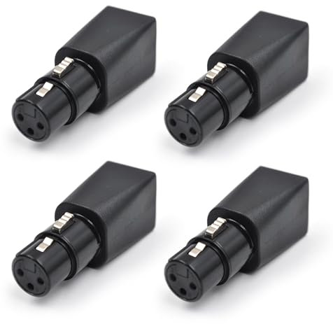 Zhupoub (4pack) Fmale 3-Pin XLR Adapter Plug DMX to RJ45 Connector to Ethernet, Black