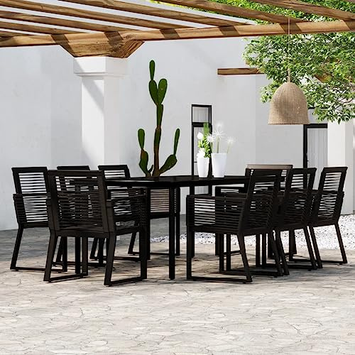 Willood 9 TLG Garten Essgruppe Schwarz 200 cm tischlange gartenmöbel Garten Balkon Outdoor gartentisch