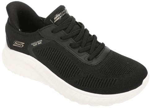 Skechers Damen Hands Free Slip-Ins Bobs Squad Chaos-Current Muse Sneaker, Schwarz/Weiß, 8.5 Wide