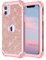 LONTECT for iPhone 11 Case Glitter Sparkly Bling 3 in 1 Shockproof Heavy Duty Hybrid Sturdy High Impact Protective Cover Case for Apple iPhone 11 6.1 inch 2019,Rose Gold