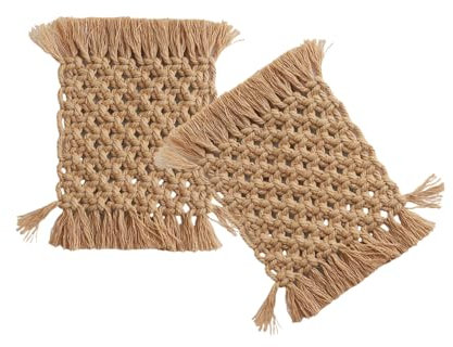 Set di 2 tovagliette all'uncinetto fatte a mano, in cotone intrecciato a mano, resistenti al calore, per la cucina