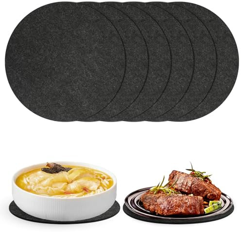 6 PCS Dessous de Verre en Feutre, 20cm sous Verres Ronds Anti-Slip Résistant à La Chaleur, Dessous de Verre Ronds en Feutre Antidérapants, Dessous-De-Verre Ronds en Feutre pour Verres pour Café Bière