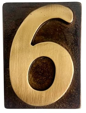 L'ARTISTICA F.LLI PERINCIOLI | Numeri Civici in Ottone, Numero Civico in Ottone Applicabile su Piastra o Parete Adatto per Case, Numero 6, 8x6cm