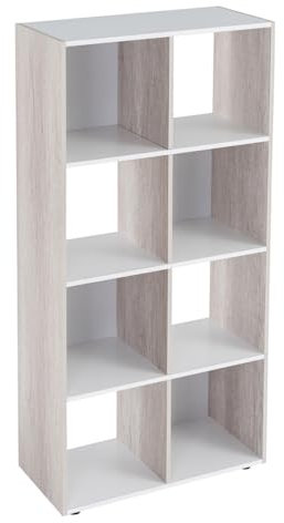 LOLAhome Estantería Cubo de MDF Blanca y Natural de 60x120 cm