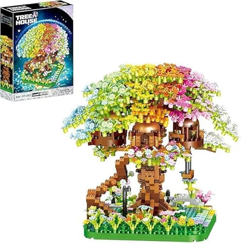 Arbre Sakura Bloc de Construction Adulte 1345 Pièces Maison à Construire Micro Briques Bloc de Construction Fleur Ensemble de Construction Cabane dans Les Arbres Sakura Botanical Collection Building