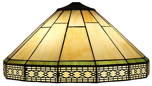 AIBOTY Tiffany 16 Zoll Buntglas Mission Lampenschirme Ersatz, nur handgemachter gelber Lampenschirm, Vintage Lichtabdeckung passend für Tischlampe Stehleuchte Decke Pendelleuchte