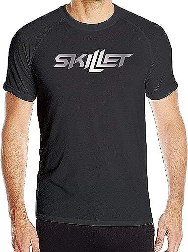 huguohuadg Men's Skillet Band Platinum Logo Quick Drying T Shirt Black T-Shirts & Hemden(Small)