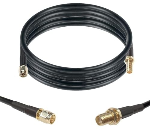 Maswell 2M RG58 Koaxialkabel, 50 Ohm, verlustarmes SMA-Stecker auf SMA-Buchse für 5G, 4G+ LTE, WLAN, Mobilfunk, GPS, GNSS-Router, externe Antenne im Freien
