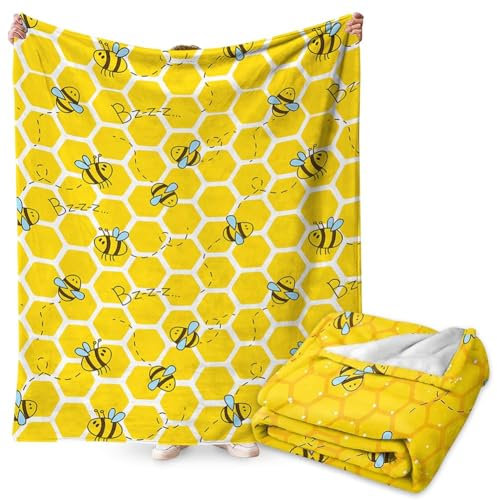 FYDZBSL Bee Kuscheldecke für Kinder Flanell Decke Kinder Weich Flauschig Fleecedecke Karikatur Interessant Bunt Cute Bee Geschenke für Junge Mädche Junge 100x150CM
