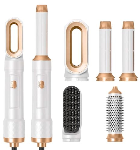 Hair Styling Appliances 5-Piece Set 5 in 1 Hair Styler White Air Styler for Volumizing, Curling and Styling (Includes Curling Iron, Straightener, Volumizer, Small Wave Comb, Hair Dryer Body)