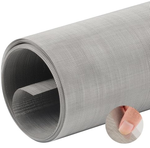 24 Mesh Fine Metal Mesh Sheet, 304 Stainless Steel, Fine Wire Mesh Metal Mesh Sheet for Air Ventilation, Brick Window, Garden, 30 x 120 cm