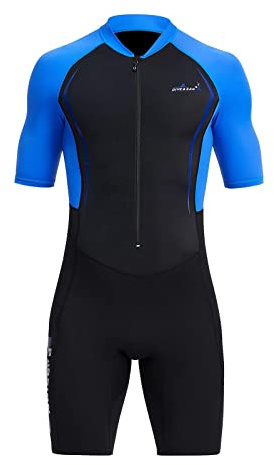 Herren Shorty Neoprenanzug, Ganzkörper-Frontreißverschluss zum Surfen, Speerfischen, Größe M, Gelb