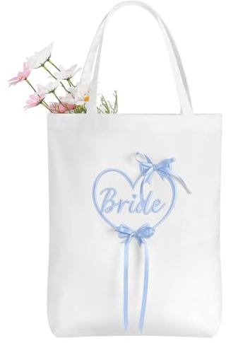 Etercycle Braut Tasche aus Canvas, Hochzeits Handtasche & Brautdusche Geschenk für Junggesellinnenabschied, Brautjungfern und Verlobung