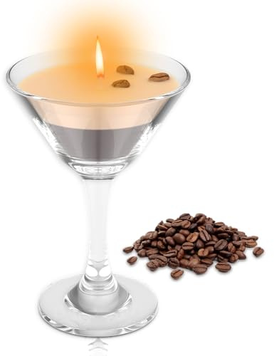 Espresso Martini Kerze Kaffee Duftkerzen mit Natürliche Sojawach Baumwollkern Duftkerze Coffee Martini Kerzenglas für Frauen Männer Kaffeeliebhaber