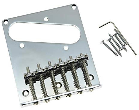 Kaish Tele Style simple bobinage pour guitare pont avec corps 6 pontets pour Telecaster Chromé