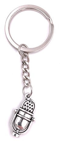 H-Customs Microphone Mic Singing Studio Mic Keychain Pendant Silver metal