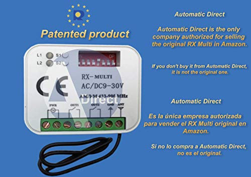 Rx Multi Ricevente Universale 433-900 MHz per Porte e Taparelle Automatiche